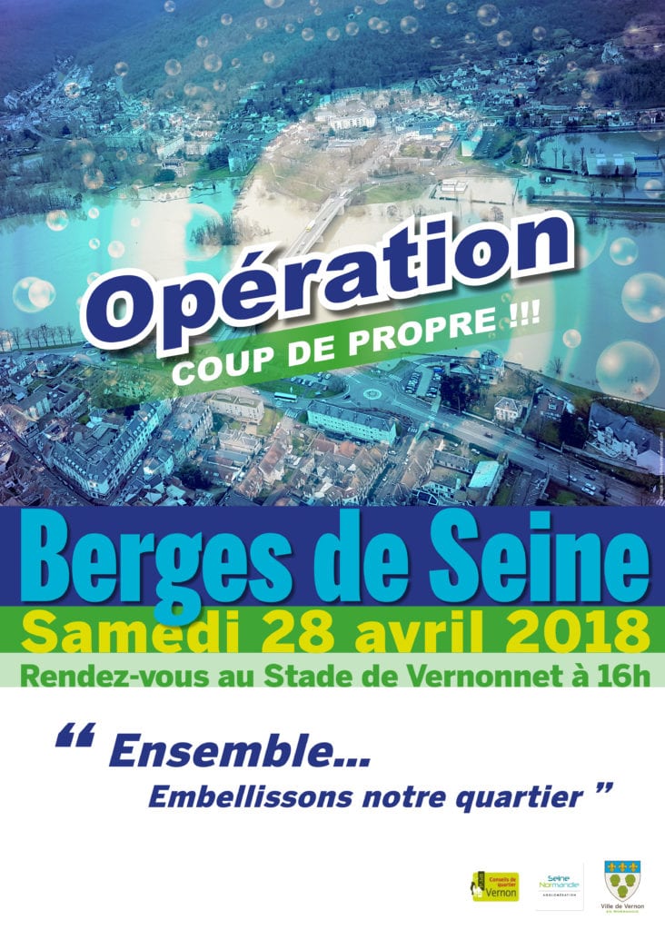 Opération coup de propre sur les Berges de Seine, cette fois, côté Vernonnet ! Rendez-vous au stade de Vernonnet à 16h.